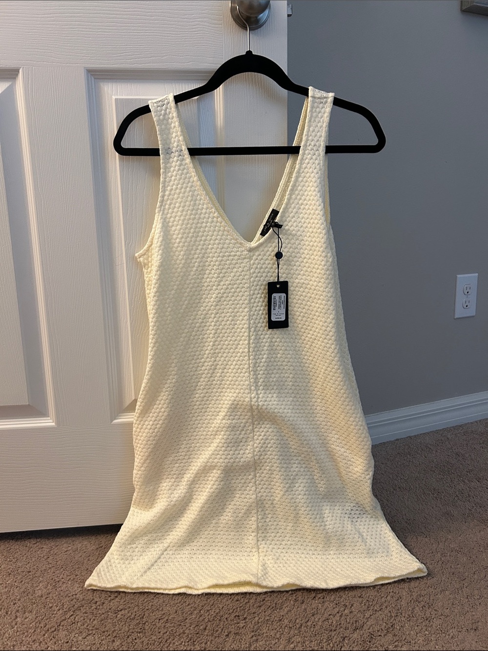 NWT rag & bone Women's Natural Carine Crochet V-Neck Mini Dress